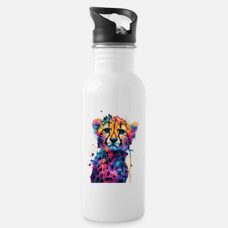 Gepard - Trinkflasche mit integriertem Trinkhalm - Weiß