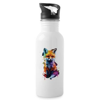 Fuchs - Trinkflasche mit integriertem Trinkhalm - Weiß - Rechts