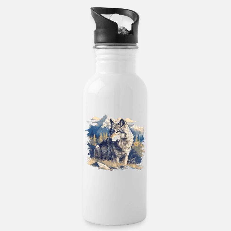 Loups Loup - Gourde avec paille intégrée - blanc