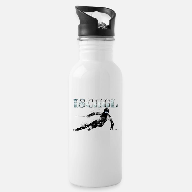 Ischgl Profi-Skifahrer, Ski-Snowboard Ischgl Pro - Trinkflasche mit integriertem Trinkhalm - Weiß
