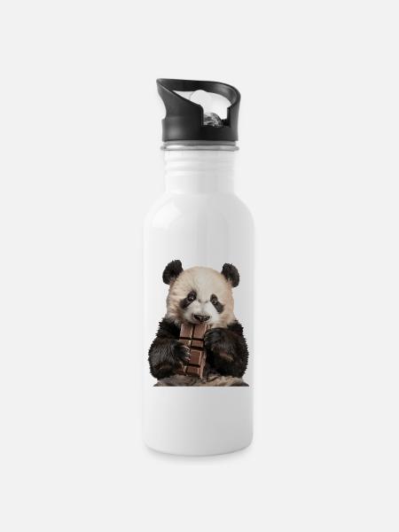 Panda - Trinkflasche mit integriertem Trinkhalm - Weiß