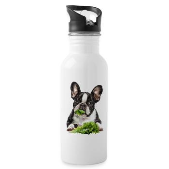 Chien - Gourde avec paille intégrée - blanc - Droite
