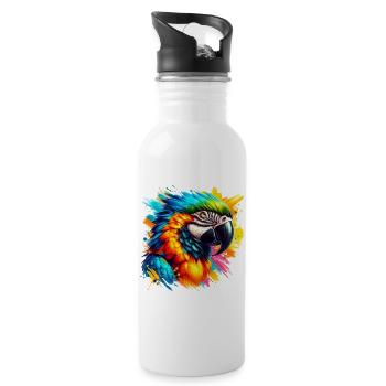 Papagei - Trinkflasche mit integriertem Trinkhalm - Weiß - Rechts