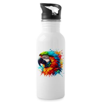 Papagei - Trinkflasche mit integriertem Trinkhalm - Weiß - Rechts