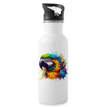 Papagei - Trinkflasche mit integriertem Trinkhalm - Weiß - Rechts
