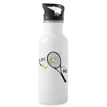 Funny Tennis Player Racket Life Me - Water bottle with straw - white - Right