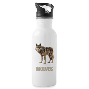 Wölfe Wolf - Trinkflasche mit integriertem Trinkhalm - Weiß - Rechts