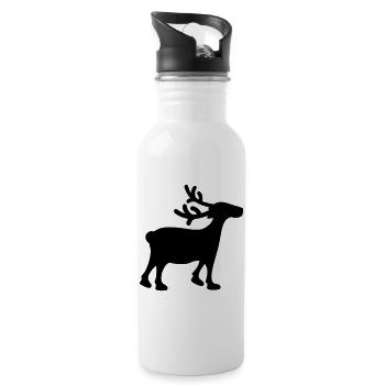 Rentier Xmas 1 - Trinkflasche mit integriertem Trinkhalm - Weiß - Rechts
