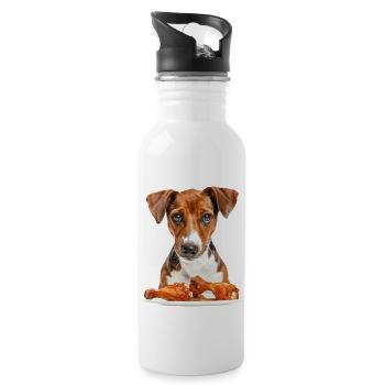 Chien - Gourde avec paille intégrée - blanc - Droite