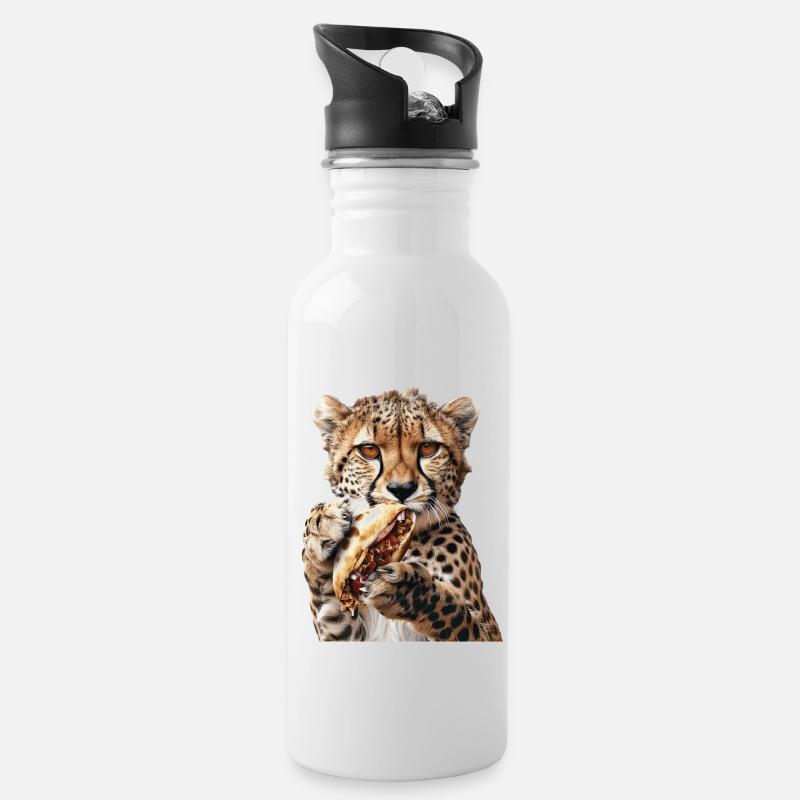 Gepard - Trinkflasche mit integriertem Trinkhalm - Weiß