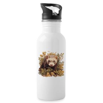 Ferret Frettchen - Trinkflasche mit integriertem Trinkhalm - Weiß - Rechts