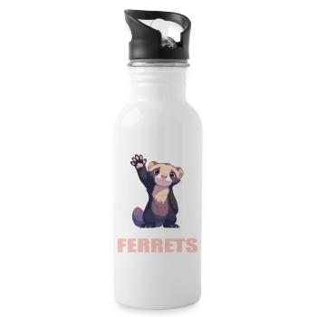 Ferret Frettchen - Water bottle with straw - white - Right