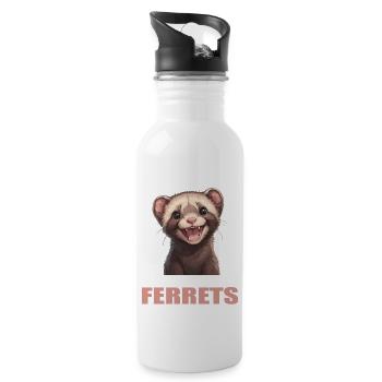 Ferret Frettchen - Water bottle with straw - white - Right
