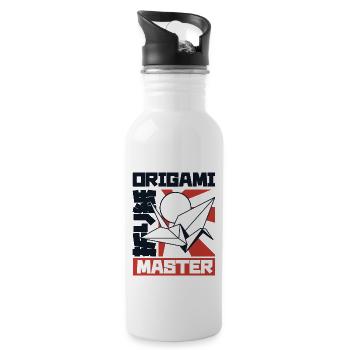 Origami Master Papierkranich Falteul Meister - Trinkflasche mit integriertem Trinkhalm - Weiß - Rechts