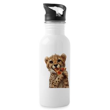 Cheetah - Water bottle with straw - white - Right