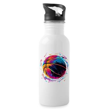 Retro Basketball Vaporwave - Water bottle with straw - white - Right