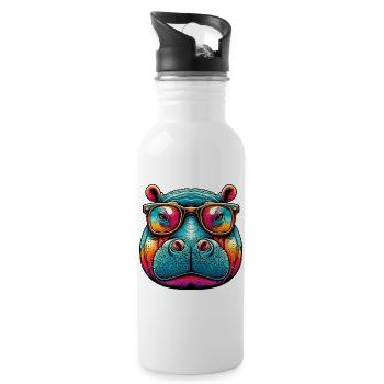 Hippopotamus - Water bottle with straw - white - Right