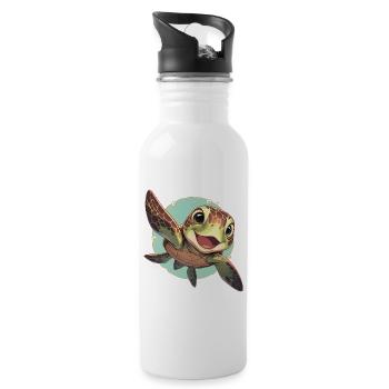 Sea Turtle Meeresschildkröten Meeresschildkröte - Trinkflasche mit integriertem Trinkhalm - Weiß - Rechts