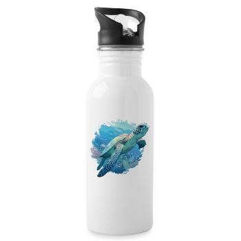 Sea Turtle Meeresschildkröten Meeresschildkröte - Trinkflasche mit integriertem Trinkhalm - Weiß - Rechts
