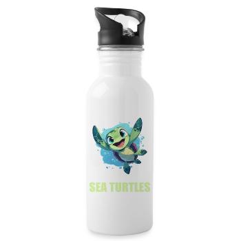Sea Turtle Meeresschildkröten Meeresschildkröte - Trinkflasche mit integriertem Trinkhalm - Weiß - Rechts