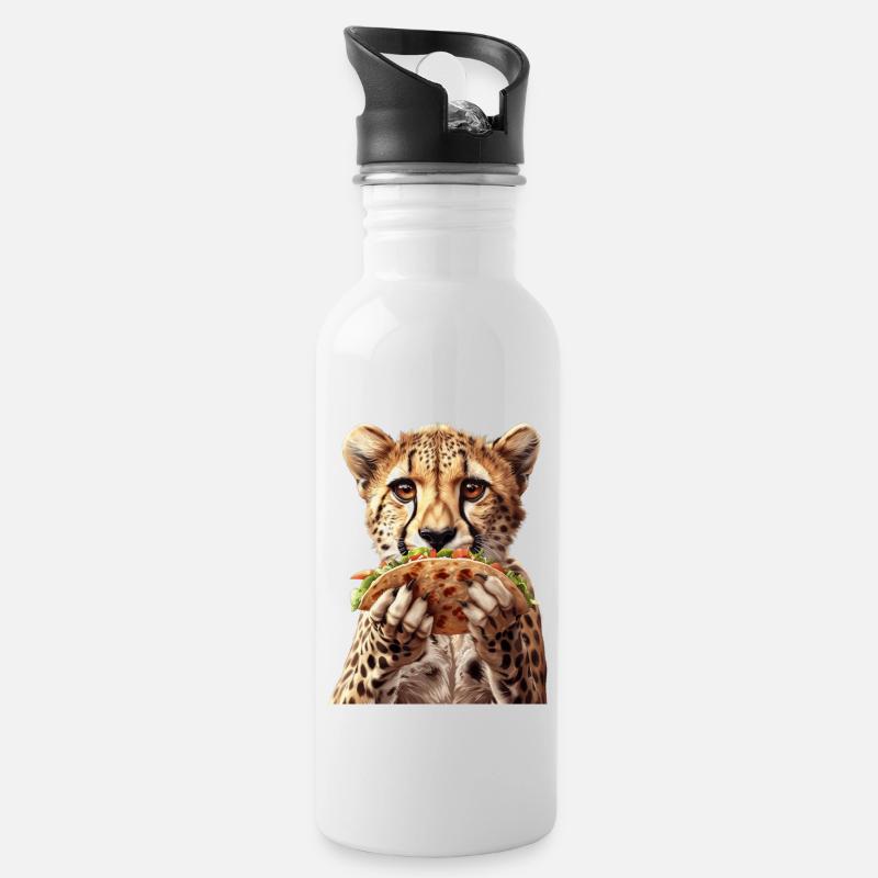 Gepard - Trinkflasche mit integriertem Trinkhalm - Weiß