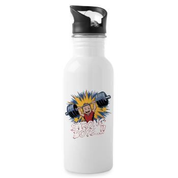 STRONG BOYS - Water bottle with straw - white - Right