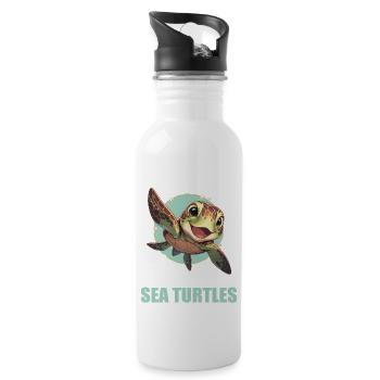 Sea Turtle Meeresschildkröten Meeresschildkröte - Trinkflasche mit integriertem Trinkhalm - Weiß - Rechts