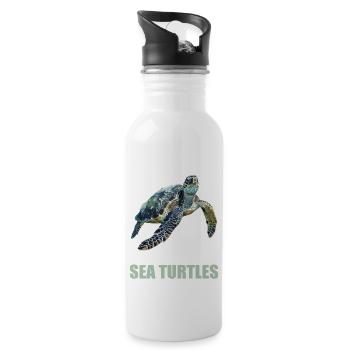 Sea Turtle Meeresschildkröten Meeresschildkröte - Trinkflasche mit integriertem Trinkhalm - Weiß - Rechts