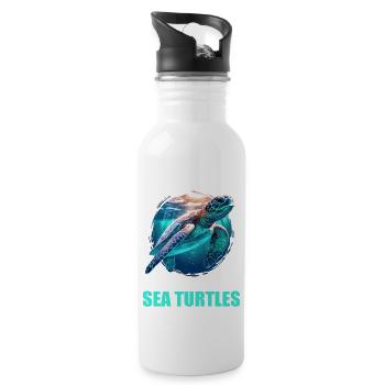 Sea Turtle Meeresschildkröten Meeresschildkröte - Trinkflasche mit integriertem Trinkhalm - Weiß - Rechts