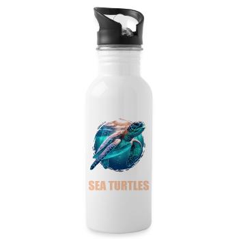 Sea Turtle Meeresschildkröten Meeresschildkröte - Trinkflasche mit integriertem Trinkhalm - Weiß - Rechts