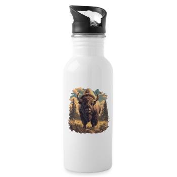 Bisons Bison - Trinkflasche mit integriertem Trinkhalm - Weiß - Rechts