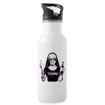 Rebellious Nun Techno Party Hardstyle - Gourde avec paille intégrée - blanc - Droite