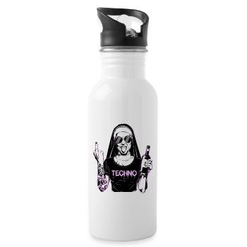 Rebellious Nun Techno Party Hardstyle - Water bottle with straw - white - Right