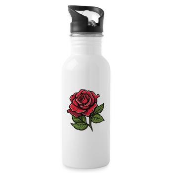 Fleur de rose Amour - Gourde avec paille intégrée - blanc - Droite
