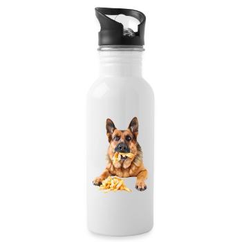 German Shepherd - Water bottle with straw - white - Right
