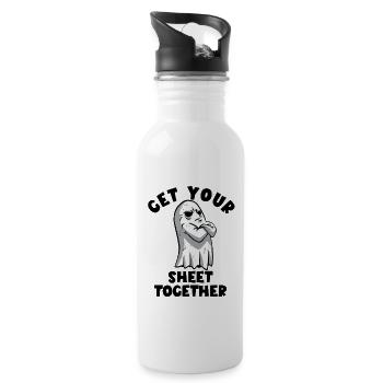 Halloween Ghost. Get your hand together - Water bottle with straw - white - Right