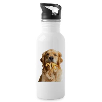 Golden retriever - Gourde avec paille intégrée - blanc - Droite