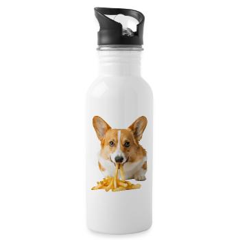 Welsh Corgi Pembroke - Water bottle with straw - white - Right