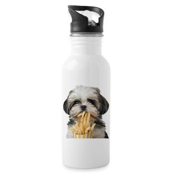 Shih Tzu - Trinkflasche mit integriertem Trinkhalm - Weiß - Rechts