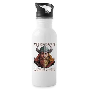 VIKING HEART BEARDED SOUL - Trinkflasche mit integriertem Trinkhalm - Weiß - Rechts
