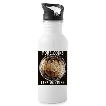 MORE COINS LESS WORRIES - Trinkflasche mit integriertem Trinkhalm - Weiß - Rechts