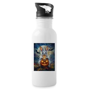 Halloween Bunny Gift Women Men Kids Decoration - Water bottle with straw - white - Right
