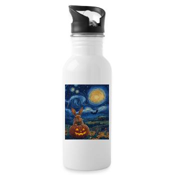 Halloween Bunny Gift Women Men Kids Decoration - Water bottle with straw - white - Right