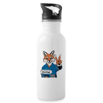 Frag mich nach meiner Fursona – Furry Stolz - Trinkflasche mit integriertem Trinkhalm - Weiß - Rechts