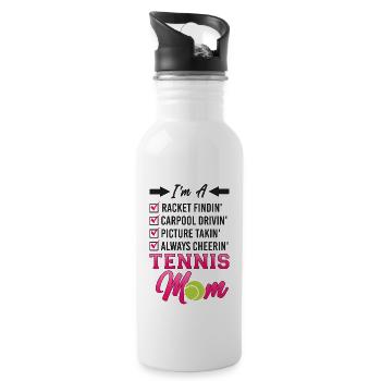 Funny Tennis Player Racket Mom I'm - Water bottle with straw - white - Right