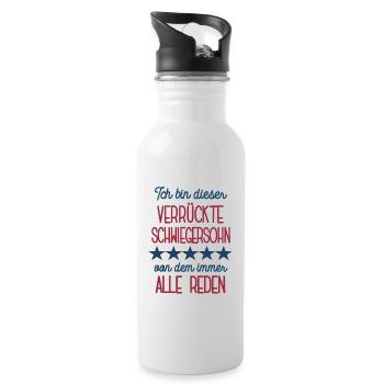 Schwiegersohn Geburtstag Bester Schwieger Sohn - Trinkflasche mit integriertem Trinkhalm - Weiß - Rechts