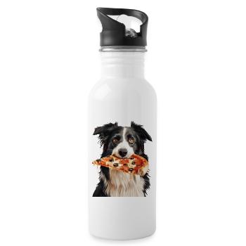 Border Collie - Water bottle with straw - white - Right