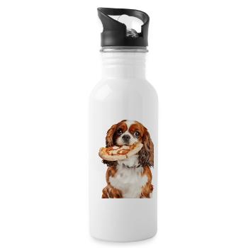 Cavalier King Spaniel - Trinkflasche mit integriertem Trinkhalm - Weiß - Rechts