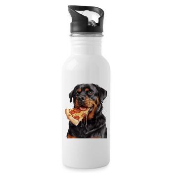 Rottweiler - Gourde avec paille intégrée - blanc - Droite