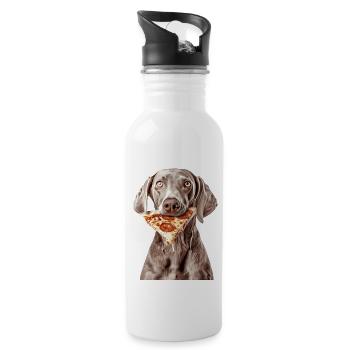 Weimaraner - Trinkflasche mit integriertem Trinkhalm - Weiß - Rechts